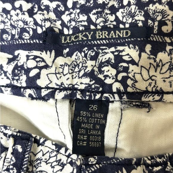 Lucky Brand Blue and White Tribal Printed Linen Blend Shorts - Picture 3 of 9